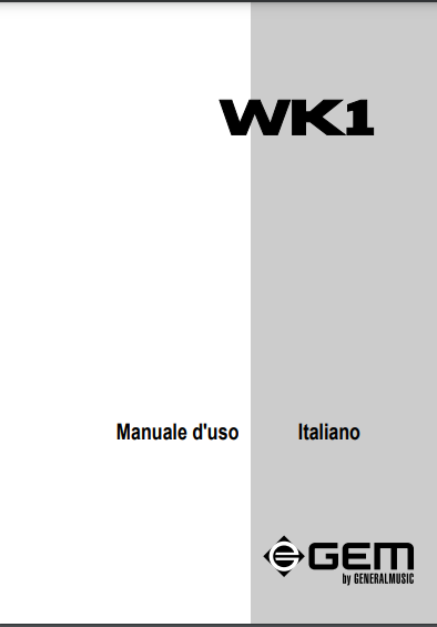 Generalmusic WK1 Keyboard Owner's Manual - Downloadable PDF
