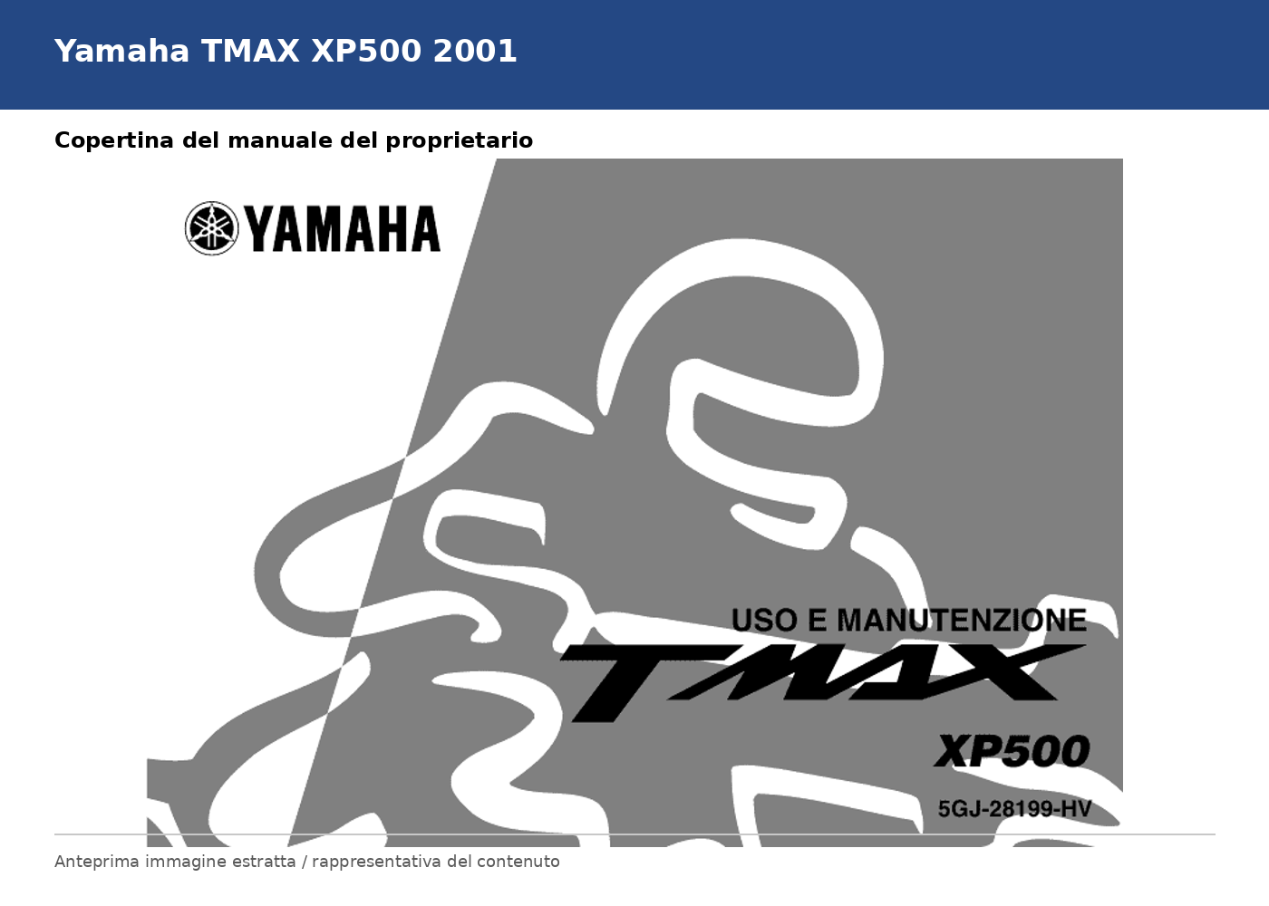 Yamaha TMAX XP500 2001 Manuale Uso e Manutenzione Italiano PDF - 100 Pagine