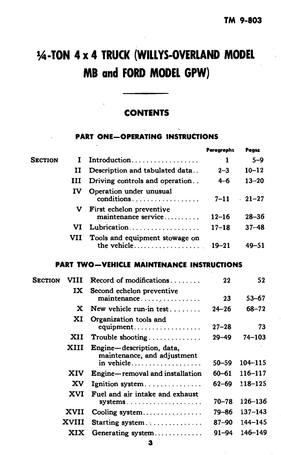 TM 9-803 Jeep Willys MB e Ford GPW - Manuale PDF 1944
