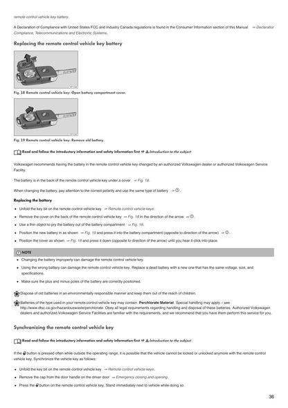 Anteprima interna pagina 36 sostituzione batteria chiave B/N