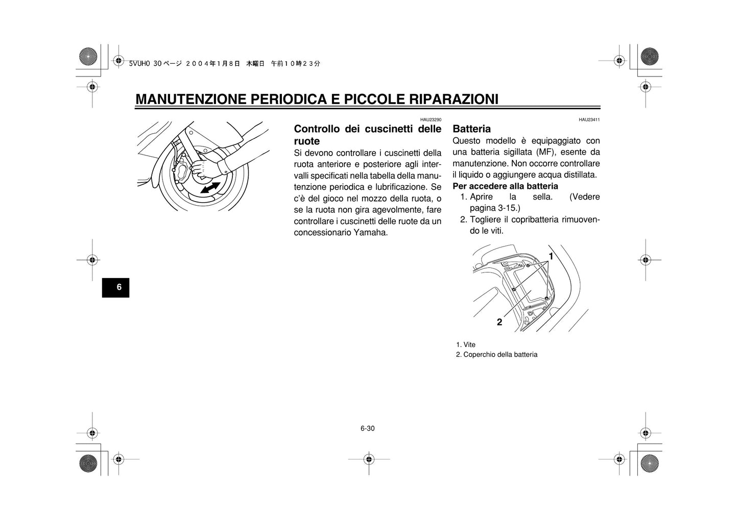 Yamaha TMAX XP500 2004 Manuale Uso e Manutenzione Italiano PDF – 92 Pagine