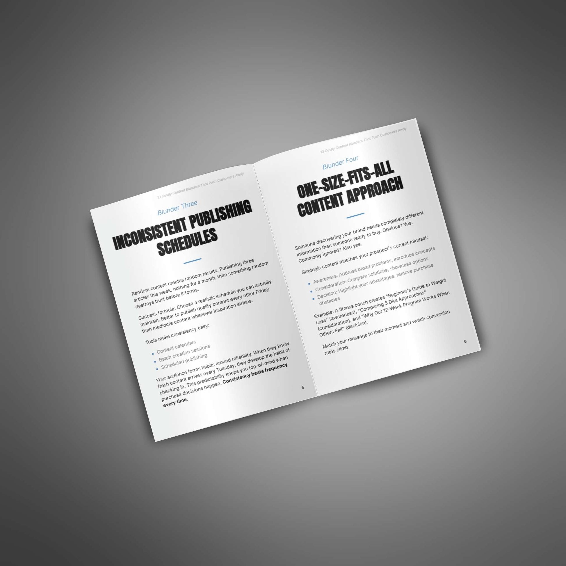 Cover and preview of the PDF listicle: 13 Content Marketing Mistakes to Avoid (image 3)