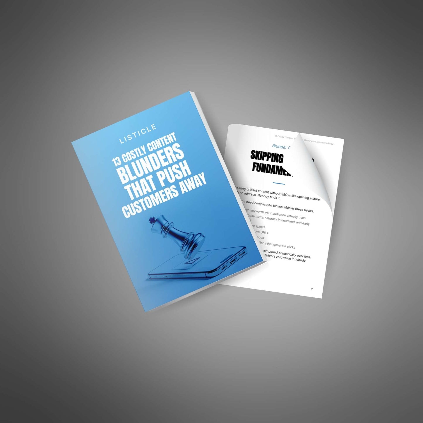 Cover and preview of the PDF listicle: 13 Content Marketing Mistakes to Avoid (image 4)