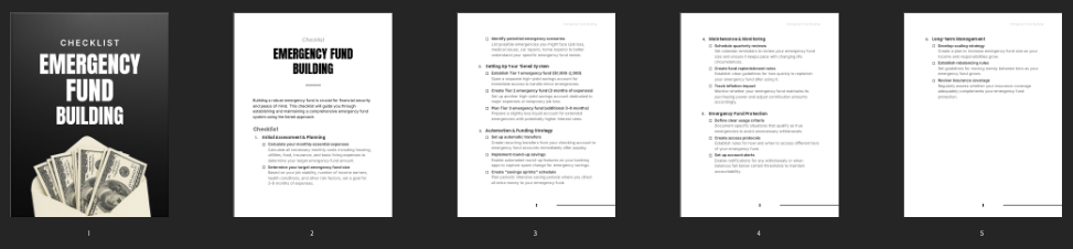 Emergency Fund checklist inside pages