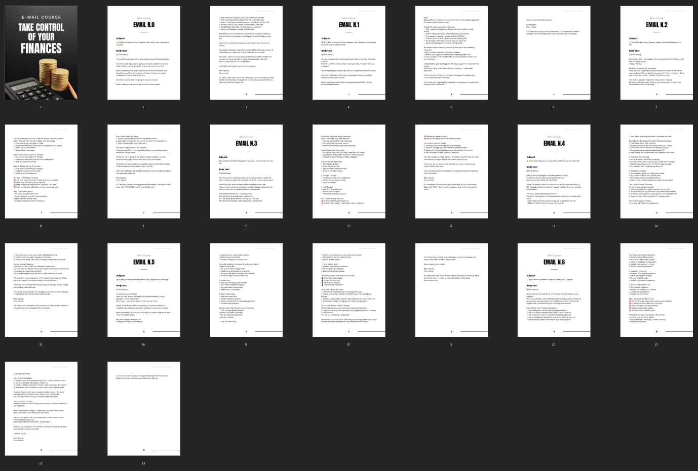 Email course pages overview (22 pages)