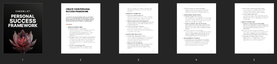 Personal Success Framework — page thumbnails