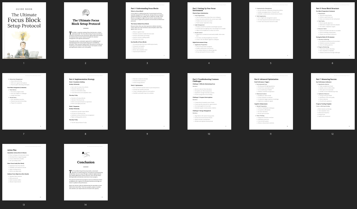 All pages overview – The Ultimate Focus Block Setup Protocol