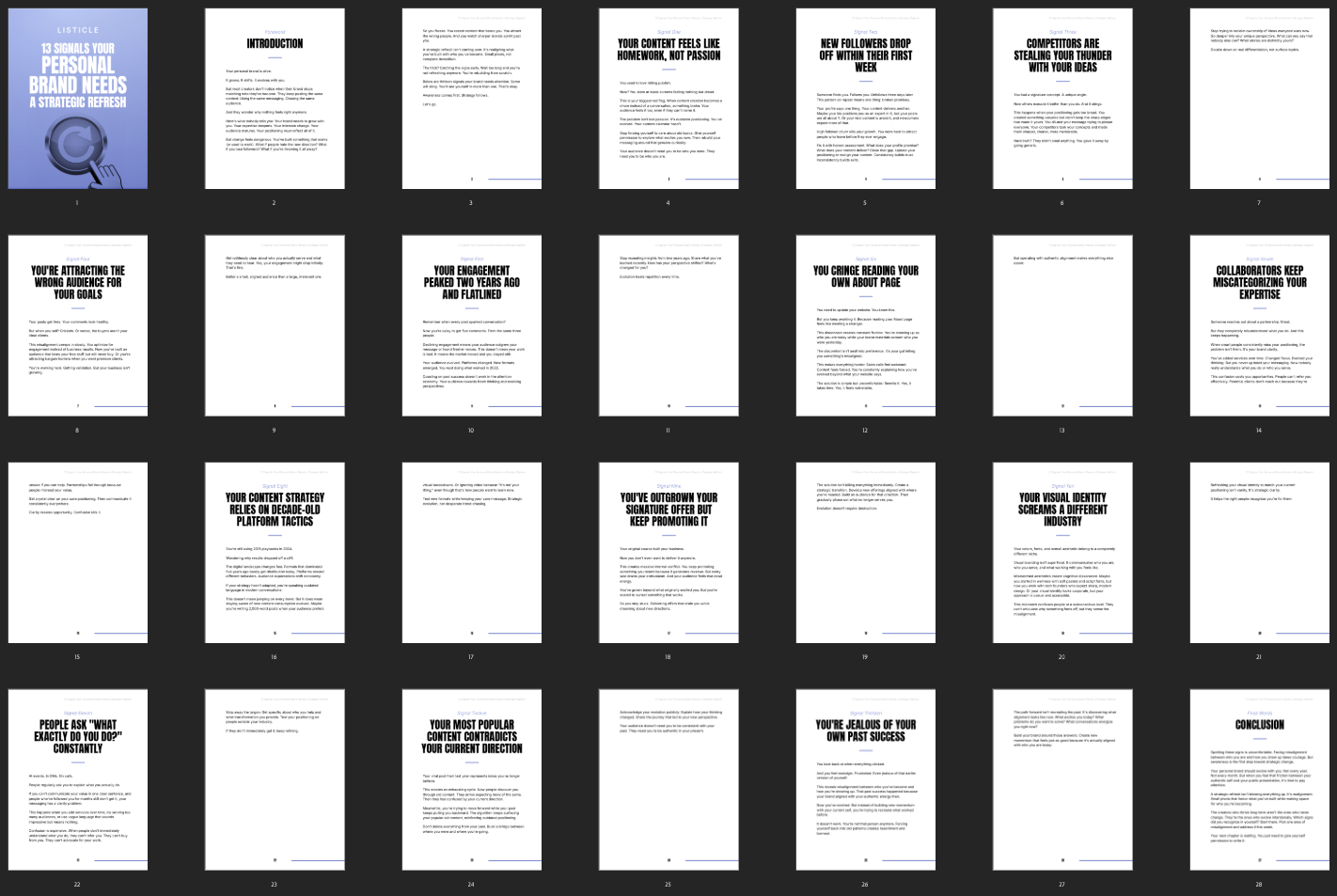 Preview pages of 13 Signals Your Personal Brand Needs a Strategic Refresh