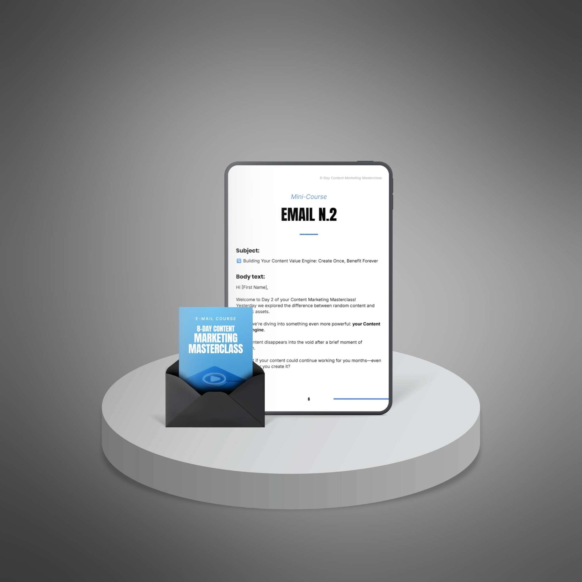 Preview images of the 8-Day Content Marketing Masterclass email course (PDF pages and cover) (image 4)