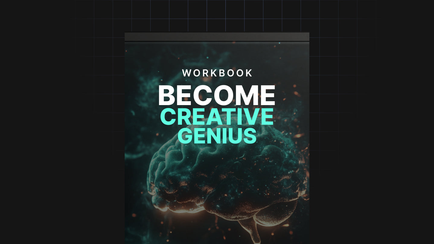 Close up of the Become Creative Genius workbook cover