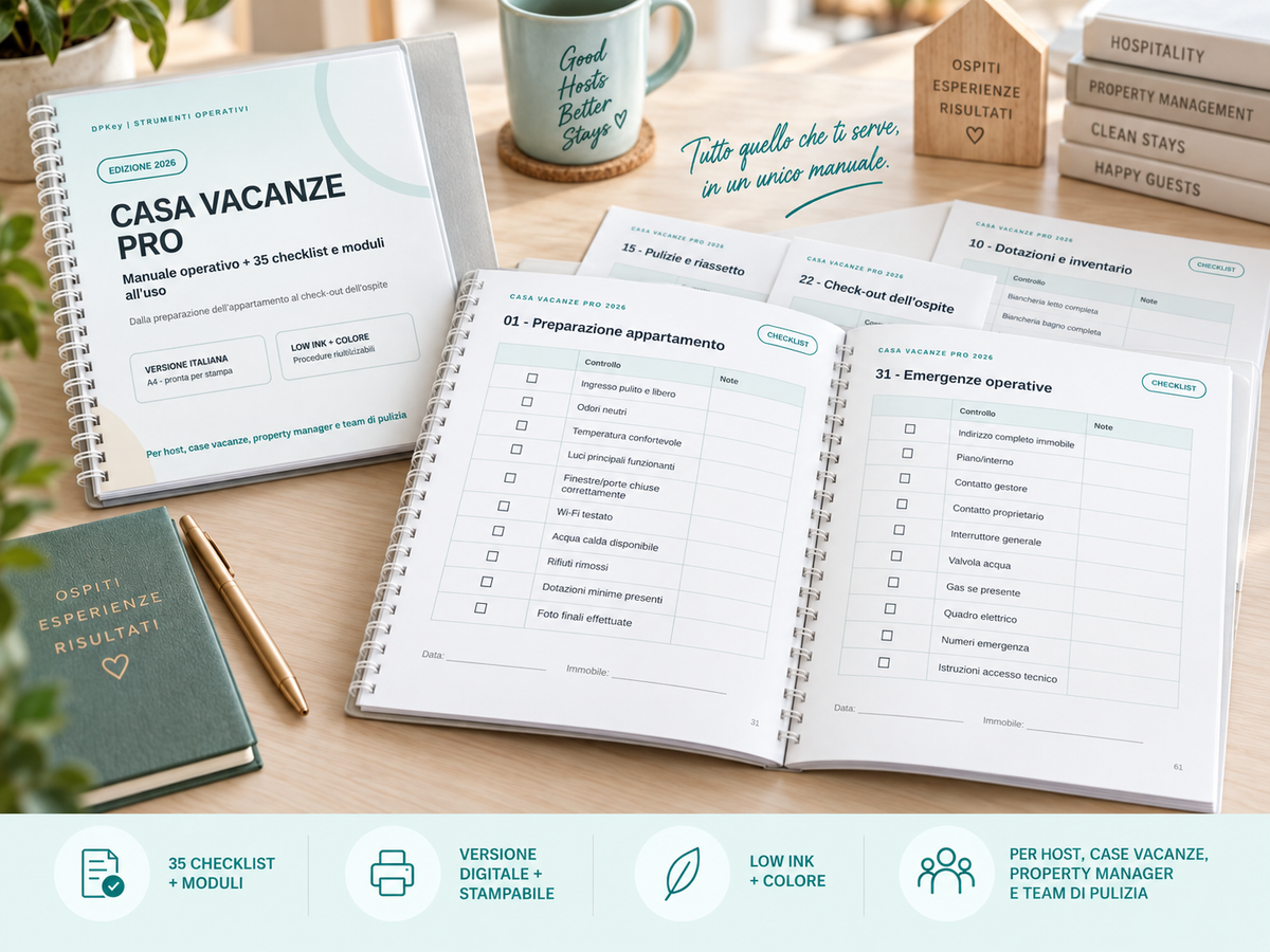 Casa Vacanze PRO – Manuale Operativo + 35 Checklist Stampabili