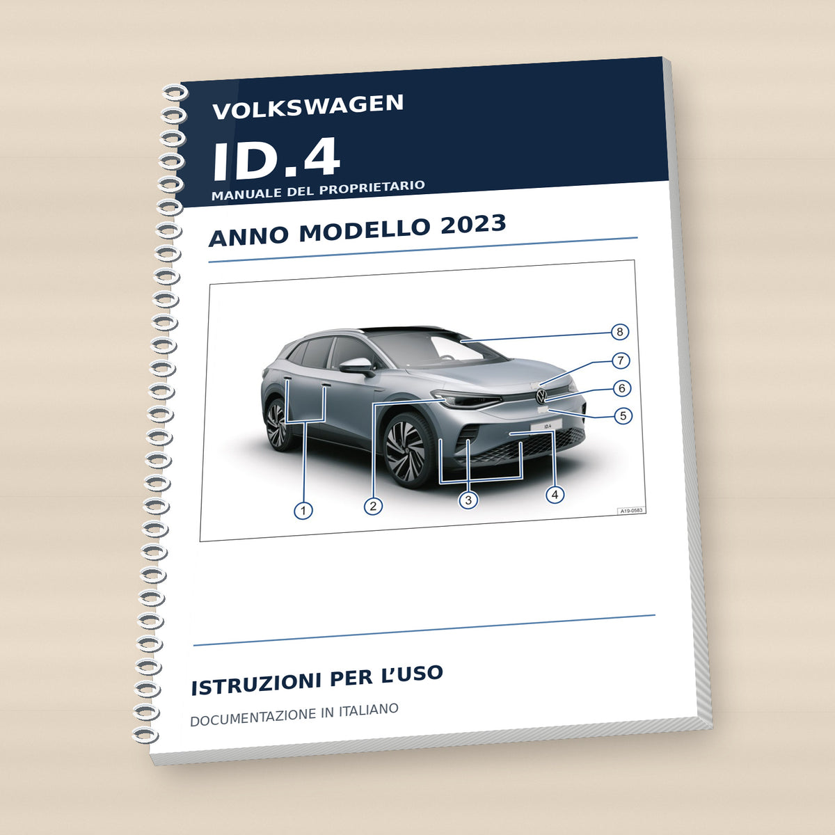 Mockup realistico stampa manuale ID4 2023 rilegatura spirale bianca