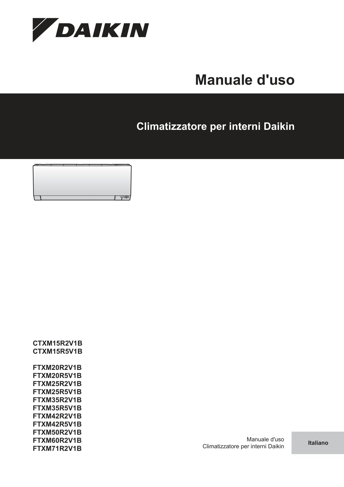 Daikin CTXM-R / FTXM-R Operation Manual (Italian PDF) – Remote, Wi‑Fi & Maintenance