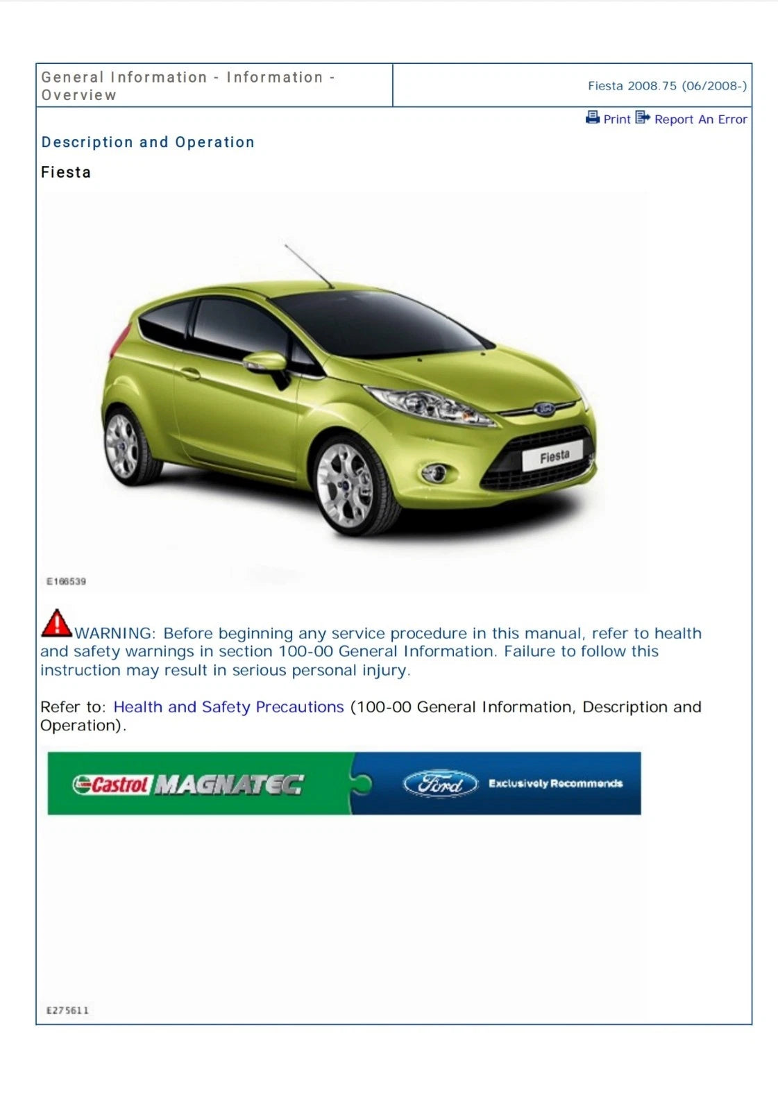Ford Fiesta 2008-2012 - Service Manual - Manuale Officina - Inglese- Formato PDF