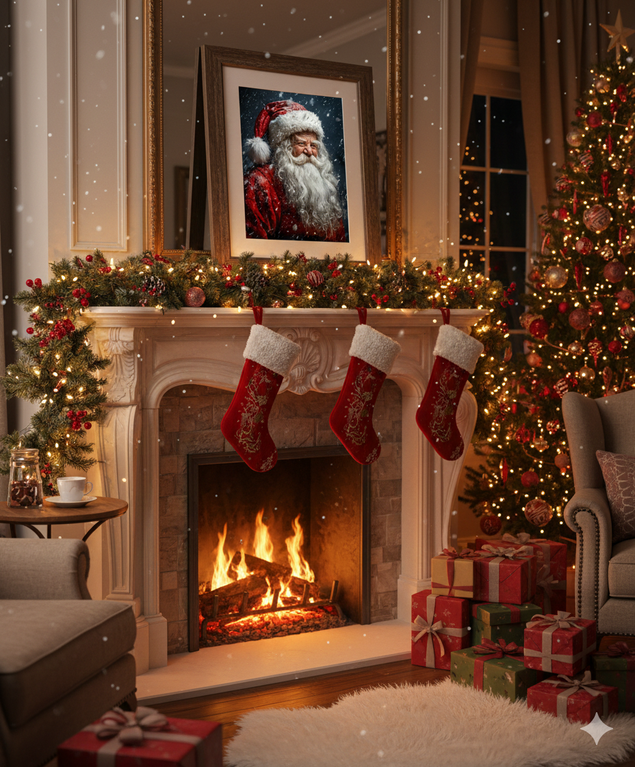 Vintage Santa Portrait Printable Wall Art | Farmhouse Christmas Decor