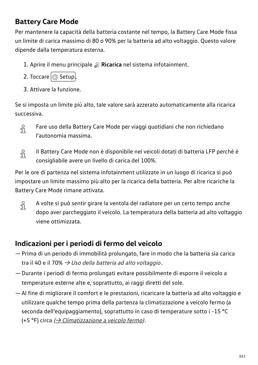 Manuale ID.3 Neo 2027 Battery Care Mode in bianco e nero
