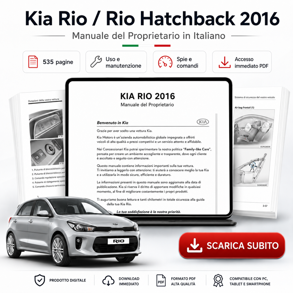 Manuale Proprietario Kia Rio 2016 PDF Italiano | Uso e Manutenzione