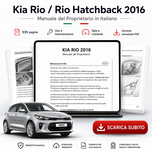Manuale Proprietario Kia Rio 2016 PDF Italiano | Uso e Manutenzione
