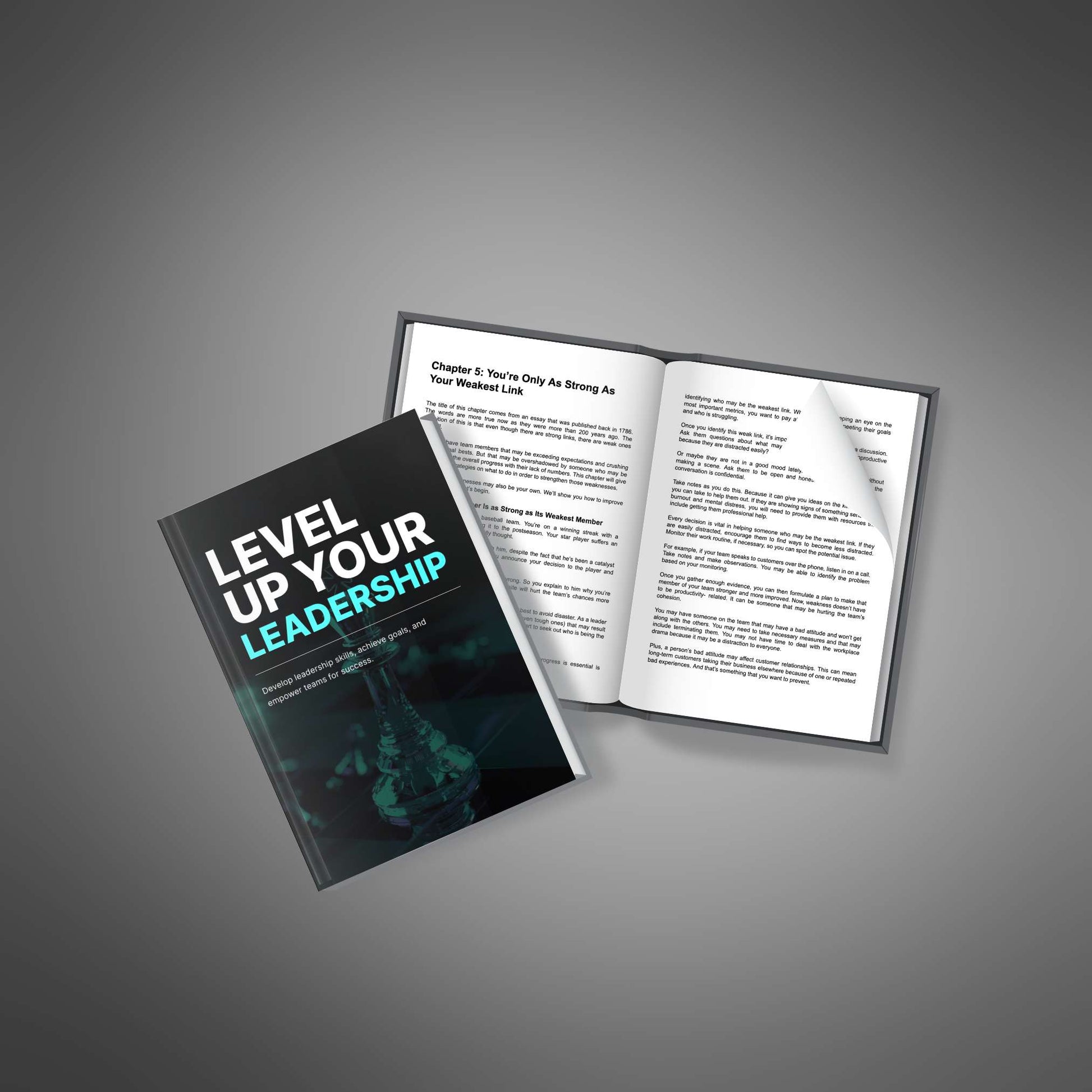 Level Up Your Leadership book and pages mockup