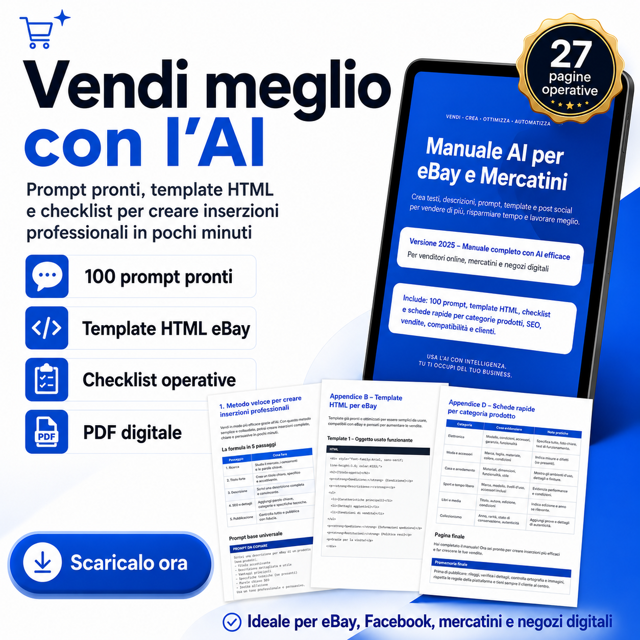 Manuale AI per eBay e Mercatini – Prompt, Template e Checklist per Vendere Online