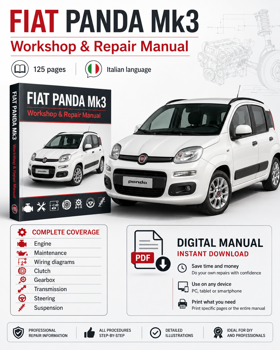 Manuale Officina Fiat Panda Mk3 Type 319 2012 1.2 8V PDF