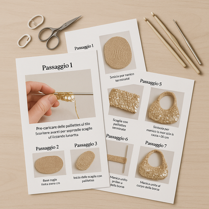 Manuale PDF: Sacca Hobo con Paillettes Yuri (ITA) – Guida passo-passo con foto