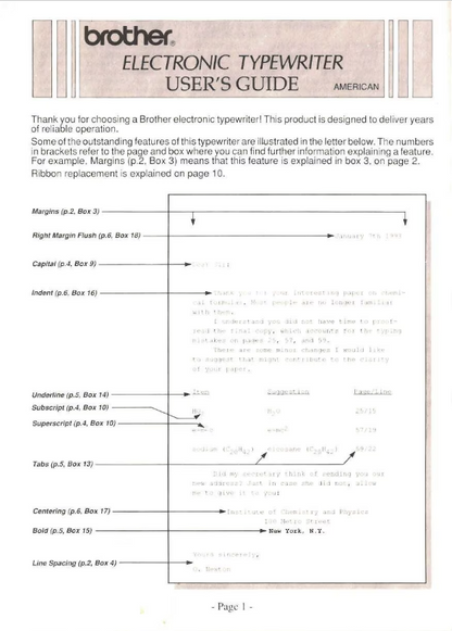 Brother Electronic Typewriter Instruction Manual - Complete Guide