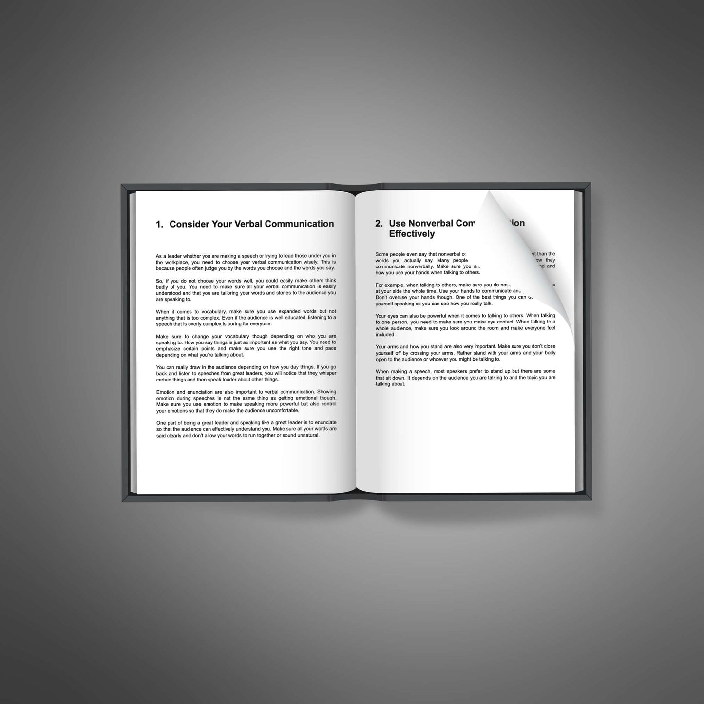 Master Communication open pages mockup