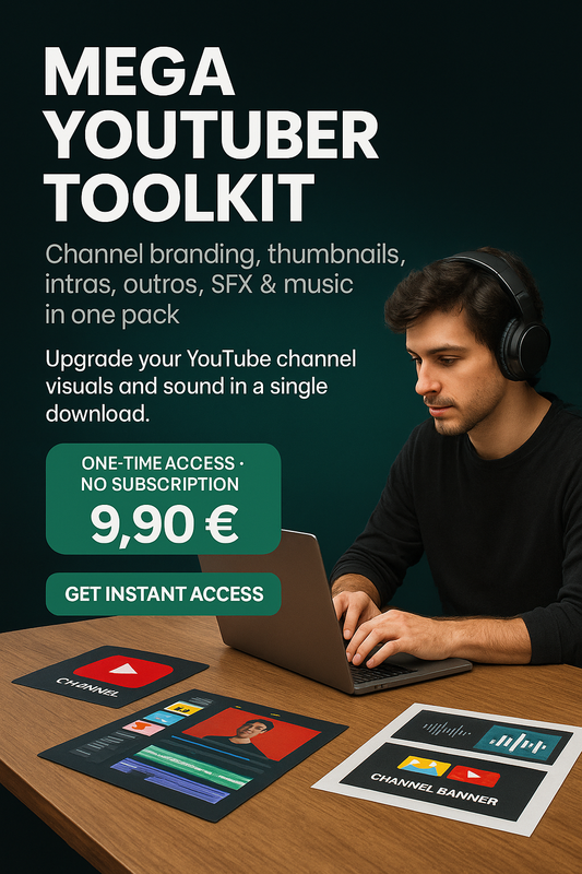 Mega YouTuber Toolkit – Channel Branding, Thumbnails, Intros, Outros, SFX & Music Pack