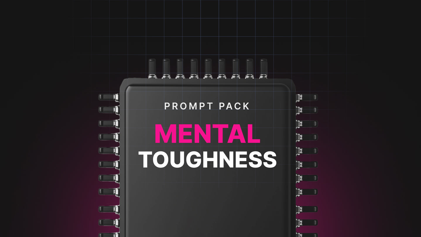 Close up of Mental Toughness prompt pack title on microchip style graphic
