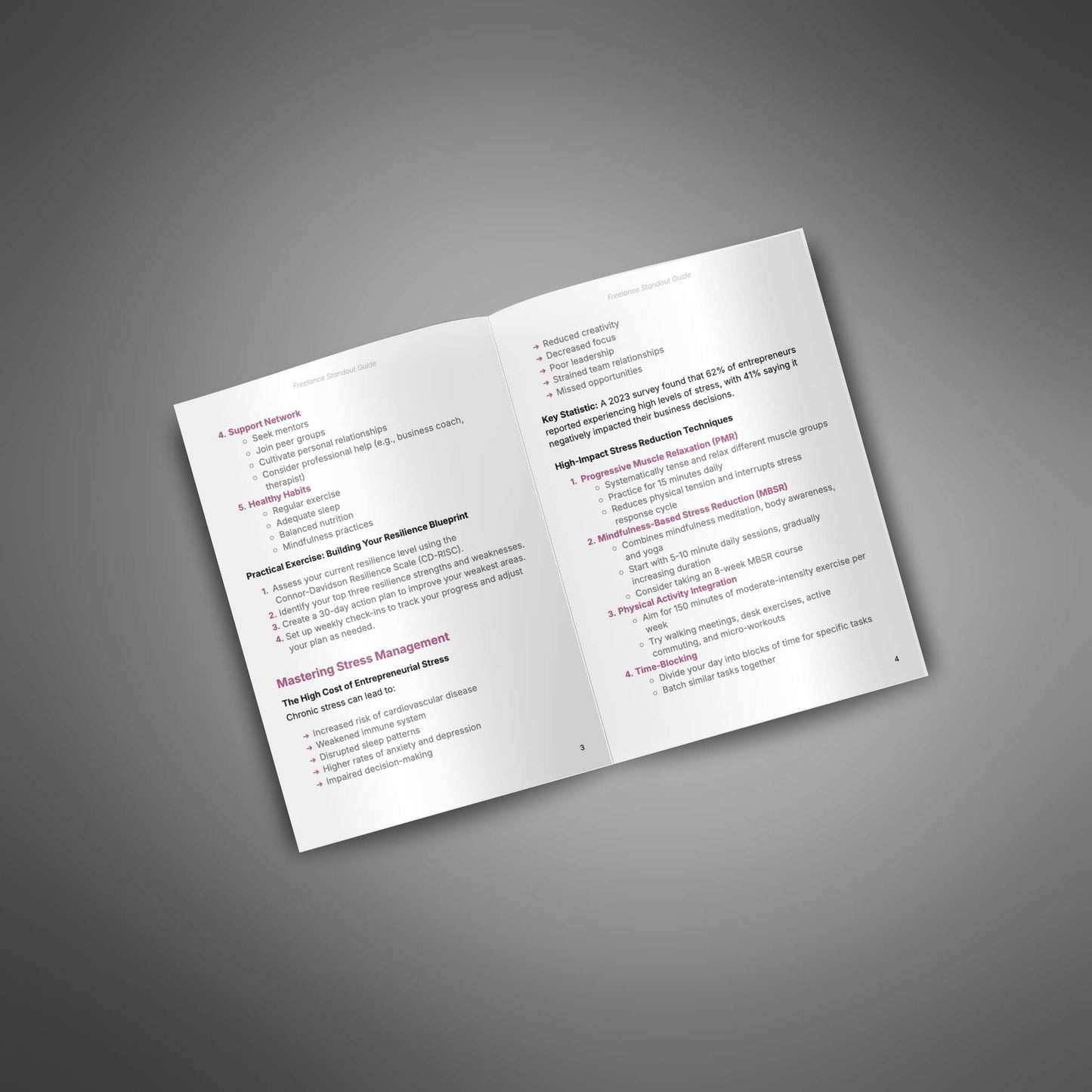 Mental Toughness guide open pages with strategies and exercises