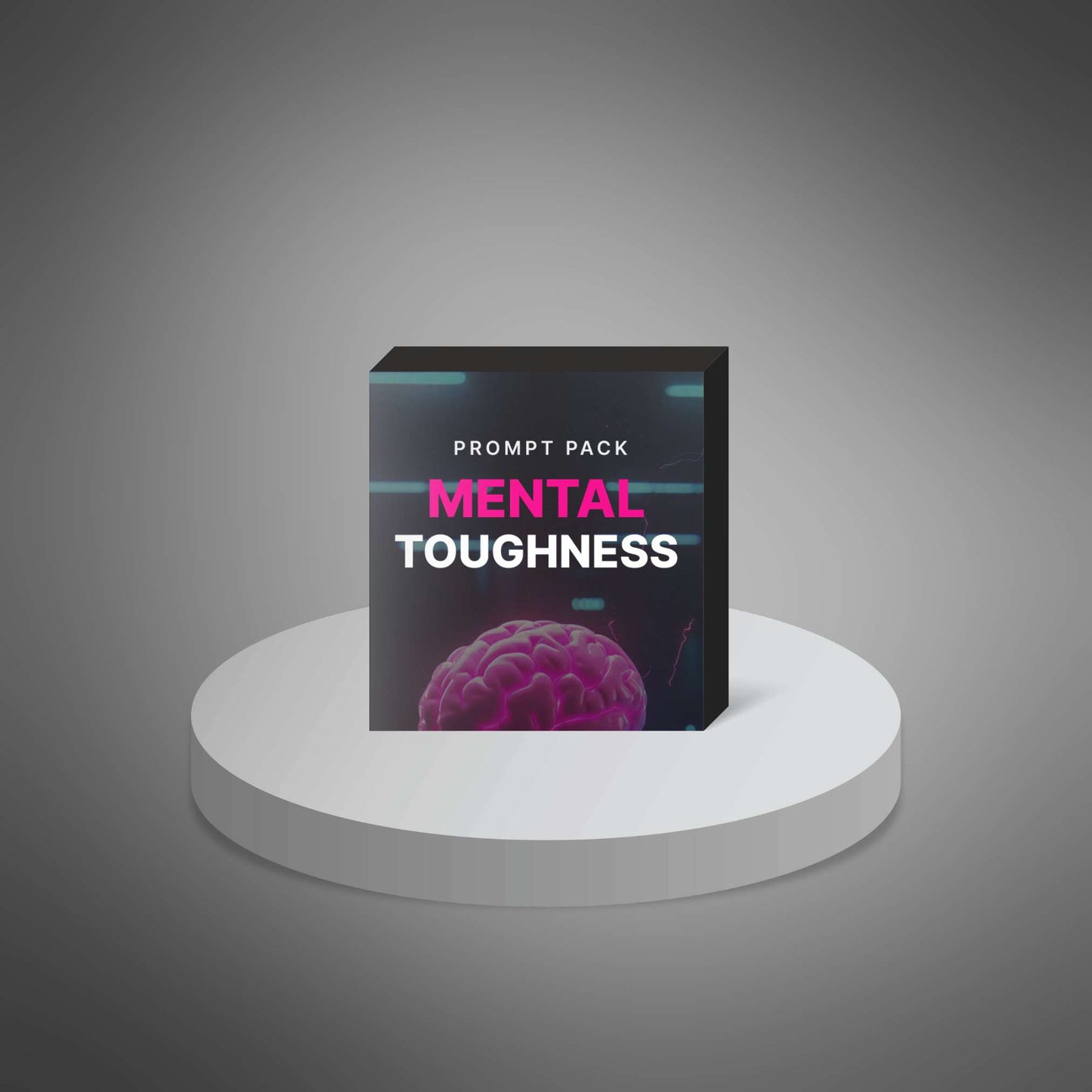 Mental Toughness prompt pack box cover mockup on pedestal