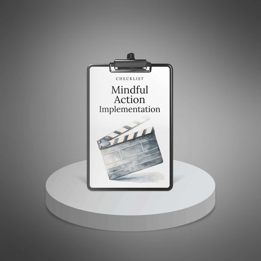 Mindful Action Implementation checklist mockup on clipboard