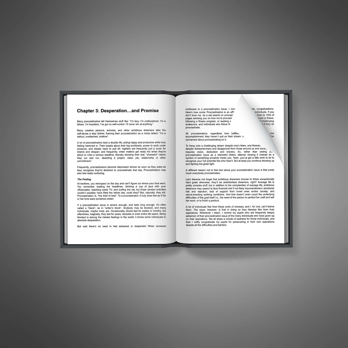 Ebook Motivazione e Ispirazione aperto con testo interno