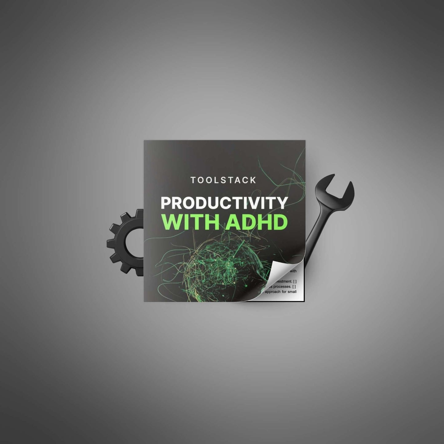 Square cover style mockup of Productivity with ADHD toolstack