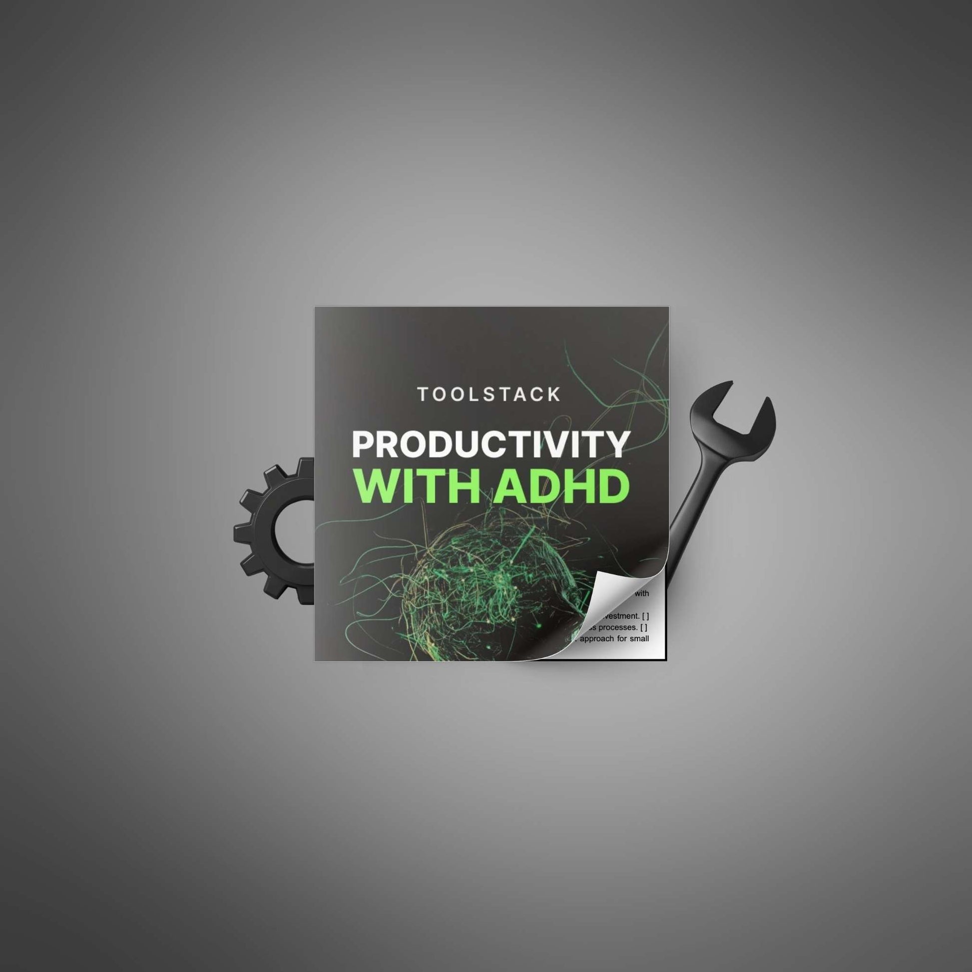 Square cover style mockup of Productivity with ADHD toolstack