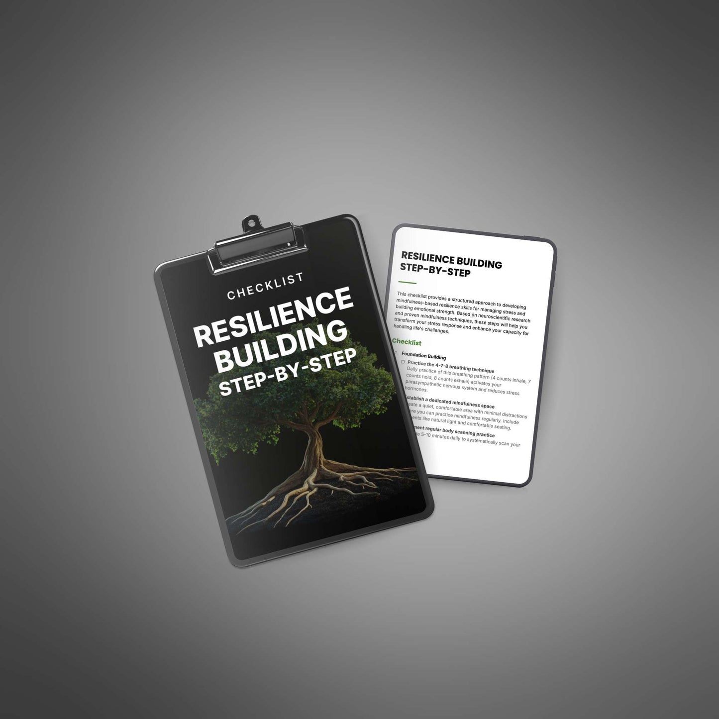 Resilience Building checklist cover with open page preview mockup