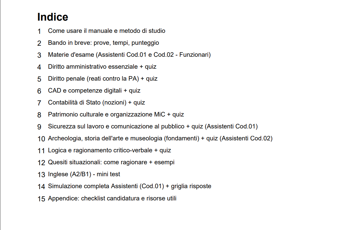 Manuale Concorso Ministero della Cultura 2026 – Teoria, Quiz e Simulazioni (PDF)