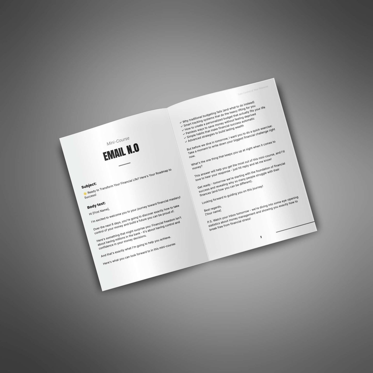 Email course lesson preview spread