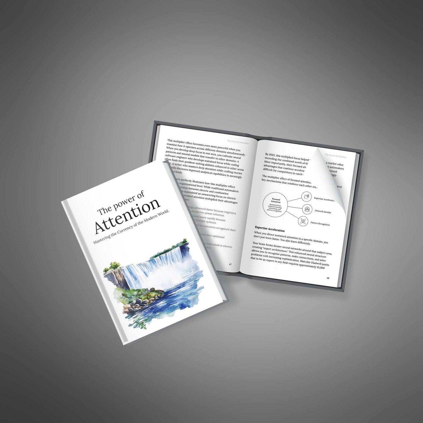 Open book with diagrams