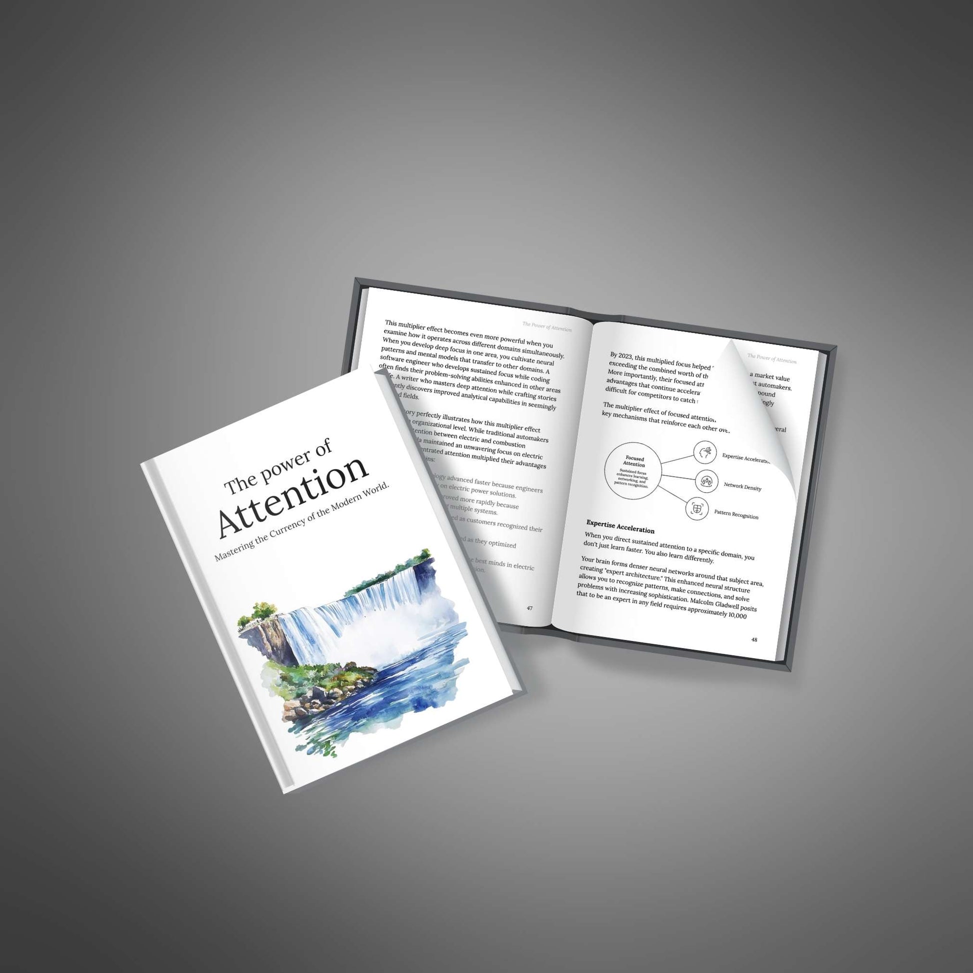 Open book with diagrams