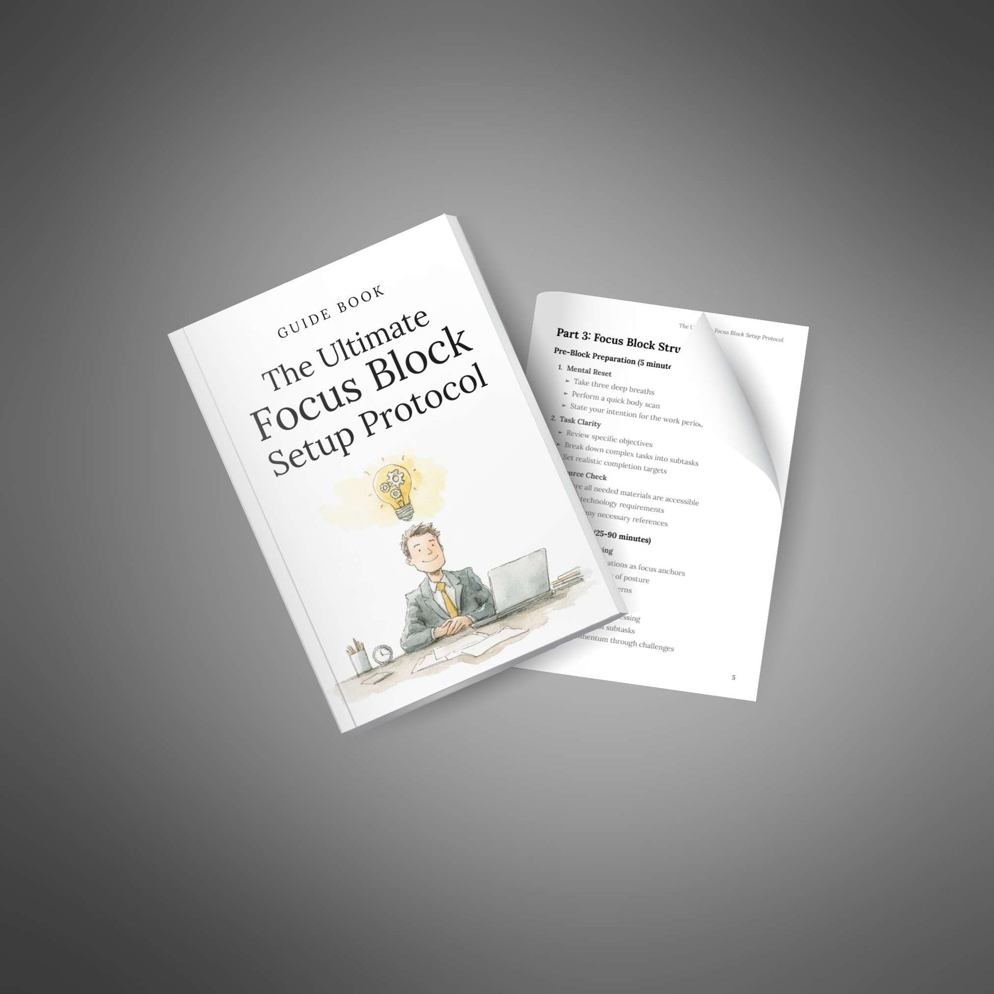 Guide cover + inside page on desk mockup