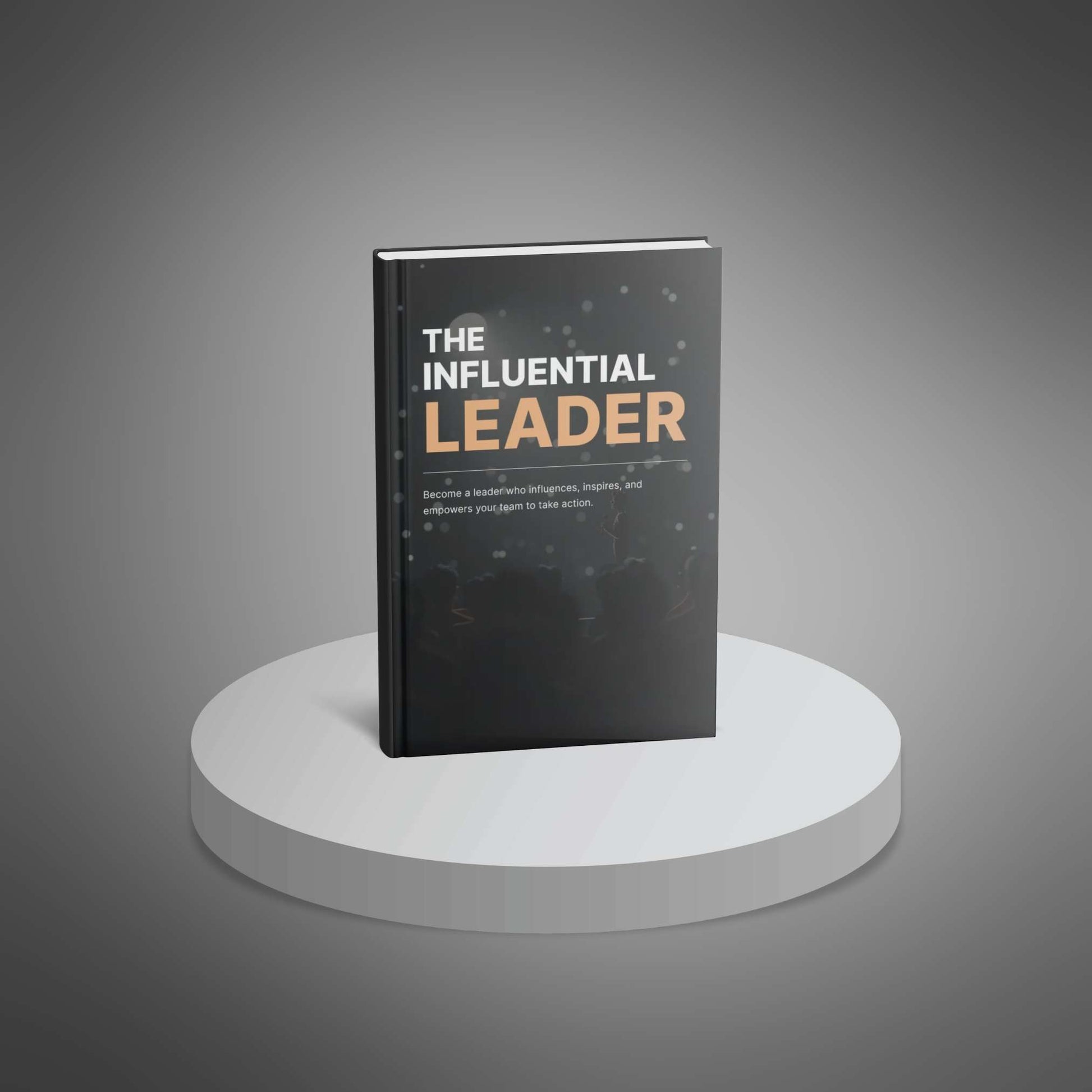 The Influential Leader standing book mockup on pedestal