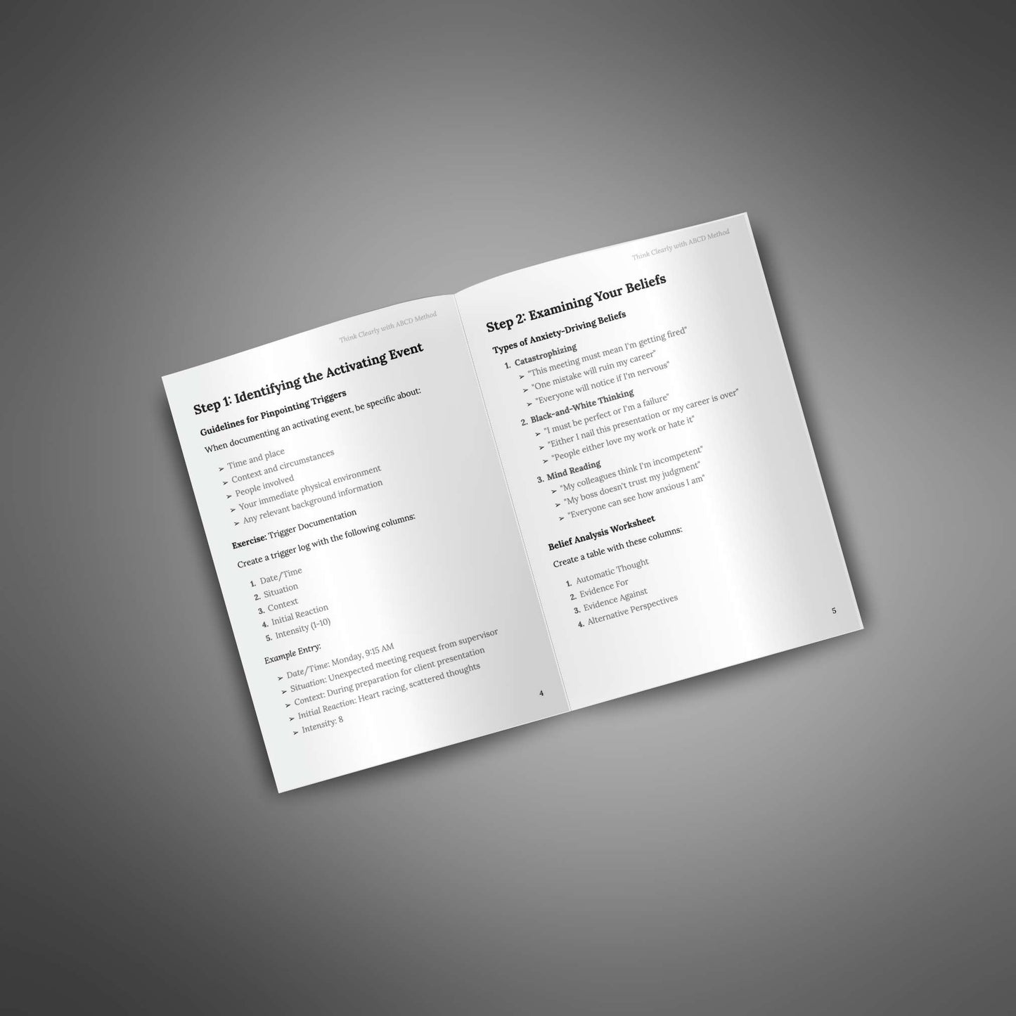 Inside pages: steps 1–2