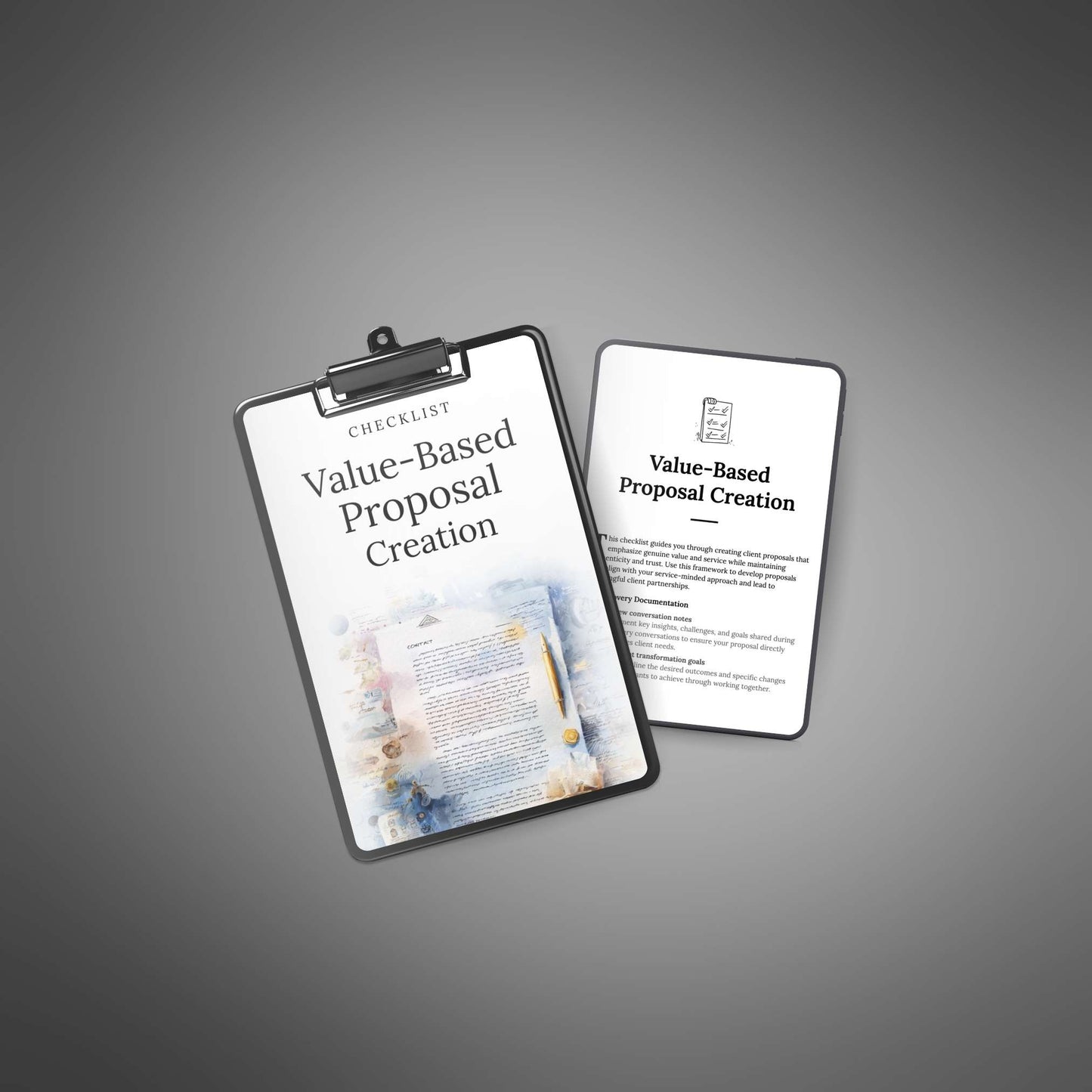 Inside pages of Value‑Based Proposal Creation checklist