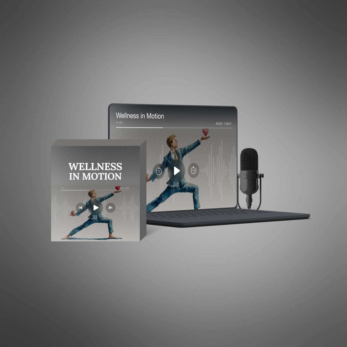Wellness in Motion podcast mockup tablet