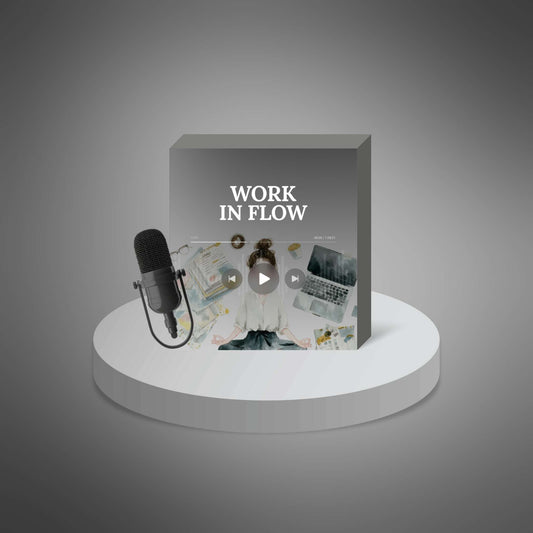 Work in Flow – Podcast cover mockup on pedestal