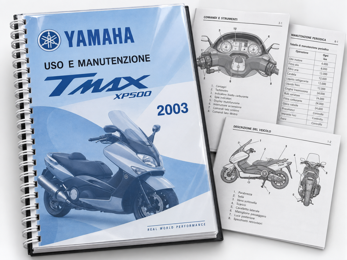 Yamaha TMAX XP500 2003 Manuale Uso e Manutenzione Italiano PDF – 102 Pagine