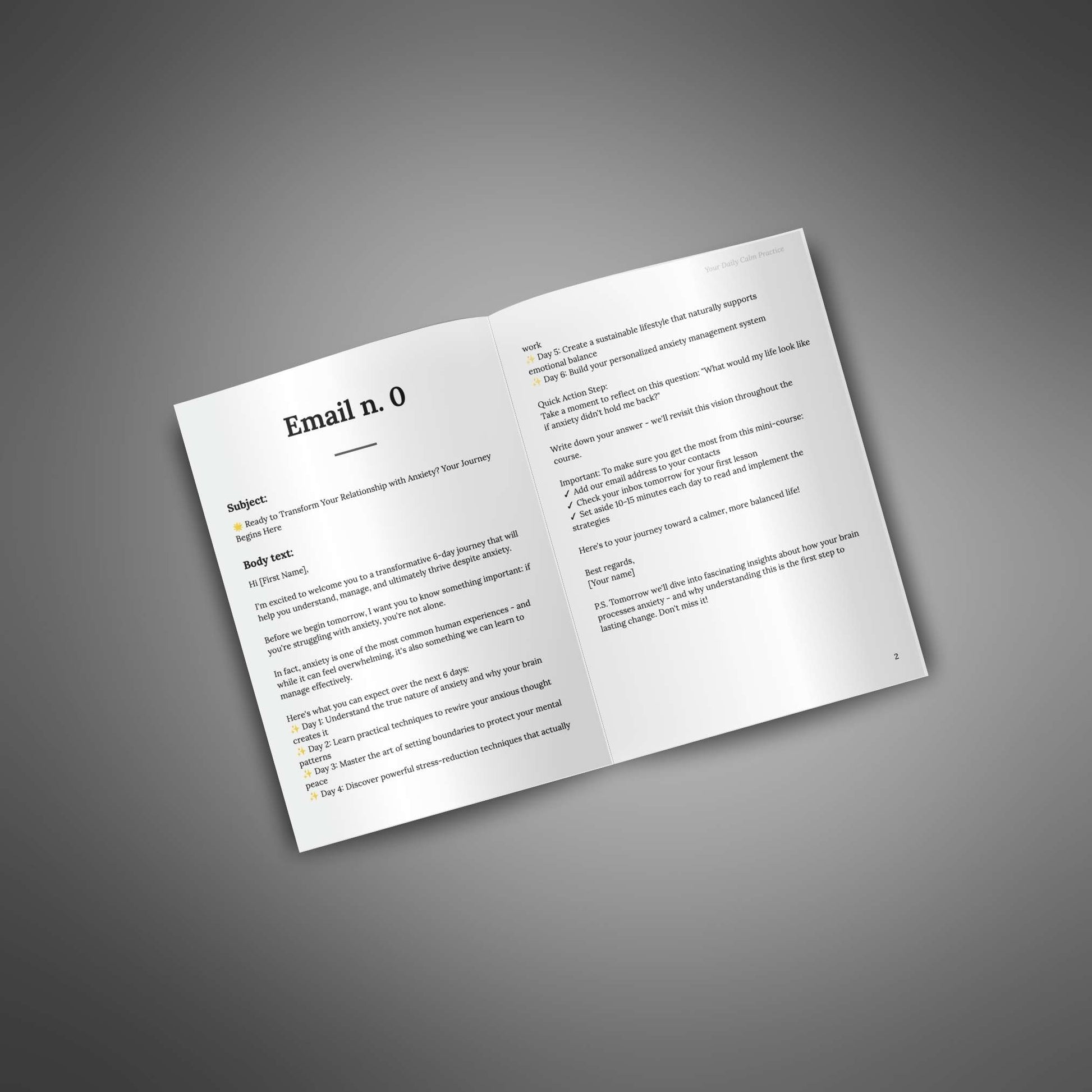 Email n. 0 sample page