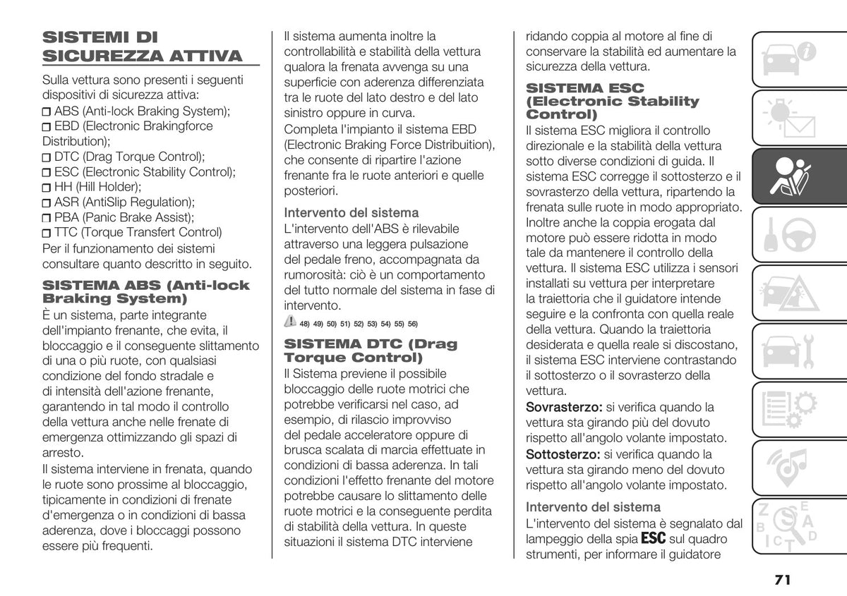 Sistemi sicurezza ABS e ESC